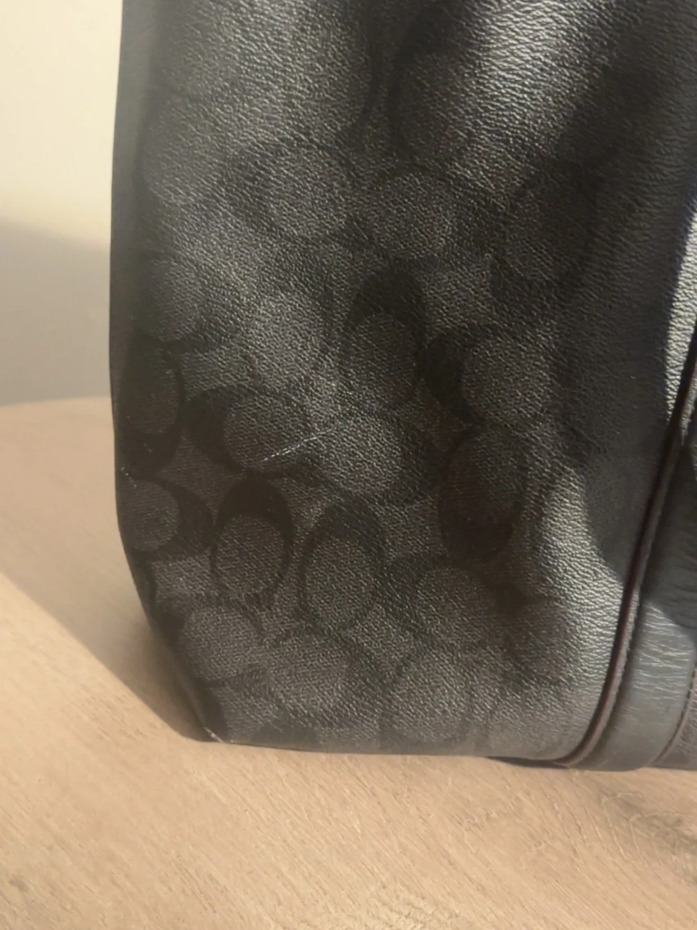 Coach Black Signature work Tote with Brown Trim